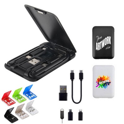 Rectangle Compact Multi Functional Charging Cable Data Case Adapter Cable Kit Convertor Card Size