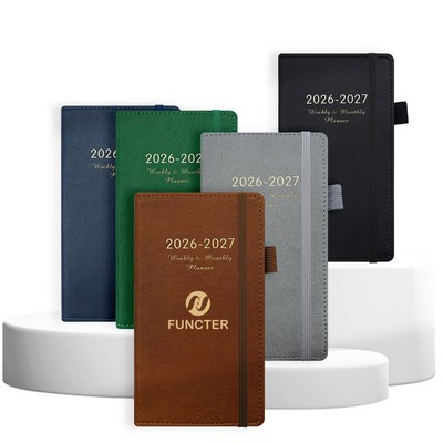 July 2026 - June 2027 Daily Weekly & Monthly Planner A5 PU Soft Cover Pocket Notebook