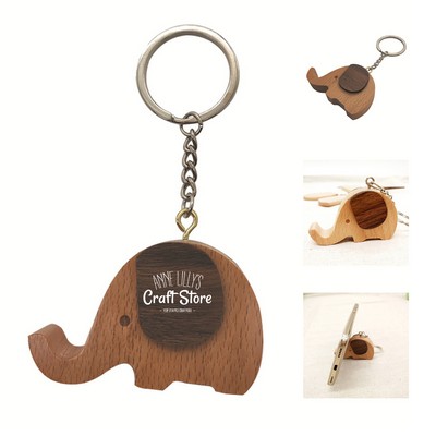 Portable Wooden Elephant Phone Stand with Keychain