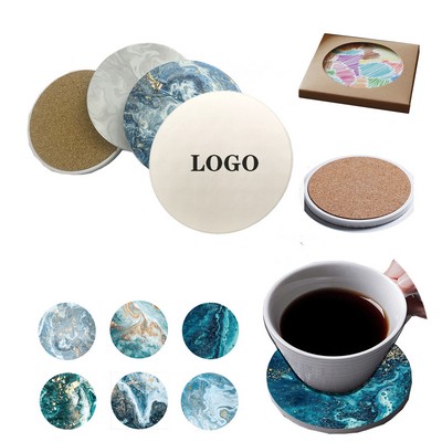 Round Ceramic Coaster With Cork Gasket