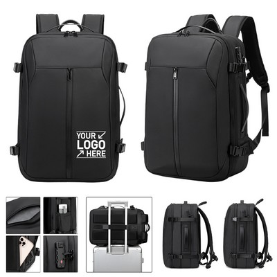 Compression Travel Backpack with USB Port & Security Lock