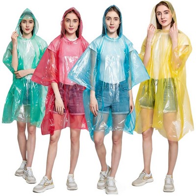 Disposable Translucent Pullover Type PE Rain Poncho