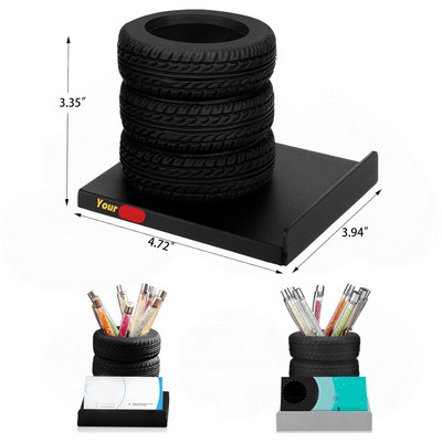 Tire Shaped Pen Holder Metal Business Card Holder