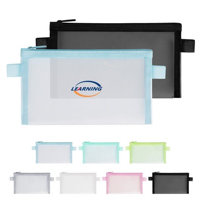 Transparent Nylon Mesh Pencil Pouch W/ Zipper 8"x4.7"