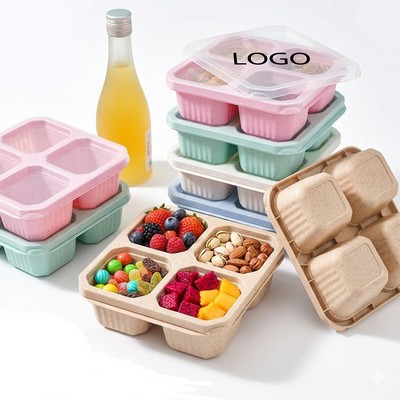 4-Compartment Wheat Straw Lunch Snack Box