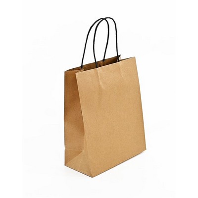 Premium Turn Top Natural Kraft Shopper/Black Handle (8x4x10)