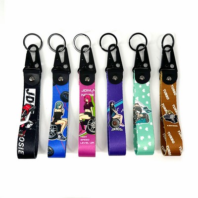 Nylon Wrist Motorcycle Keychain With Black Eagle Mouth Buckle