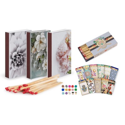 Custom 50 Count Long Colored Tip Matches Box with Side Strike