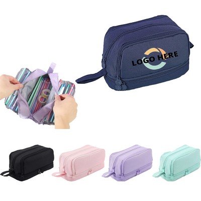 Double Layer Zipper Pencil Case