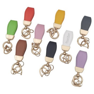 PU Car Keychain With Anti-Lost Screw D-Ring