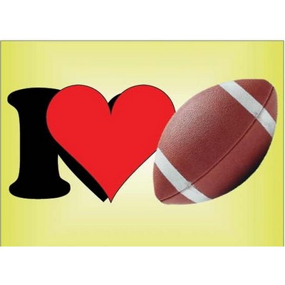 I Love Football Rectangle Badge w/ Bar Pin (2 1/2"x3 1/2")