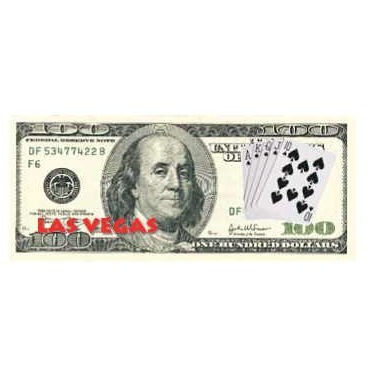 Las Vegas Royal Flush $100 Bill Magnet w/ Full Magnetic Back (3 Square Inch)