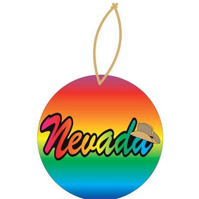 Nevada w/ Cowboy Hat Ornament w/ Clear Mirrored Back (8 Square Inch)