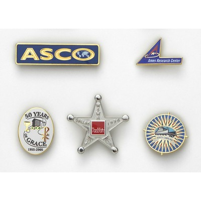 Economical CloisEpoxy Iron Lapel Pin with 1 Color Print (Up to 1")
