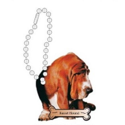 Basset Hound Dog Promotional Key Chain w/ Black Back (12 Square Inch)