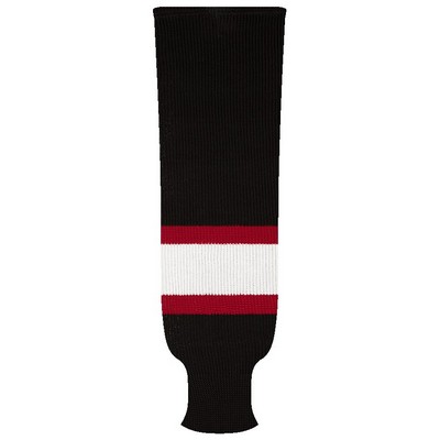 Ottawa Pro Series Black Away Socks w/Red & White Stripes