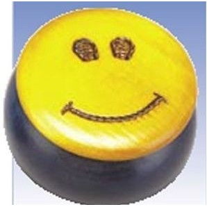 Miniature Round Wood Box w/Happy Face (3"x1 3/4")