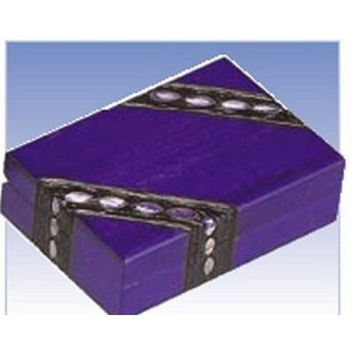 Traditional Wood Box w/Jewel Inlay Pattern (5 1/8"x3 1/2"x1 5/8")