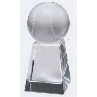 Large Optical Crystal 110 Mm Baseball w/Tall Base Award