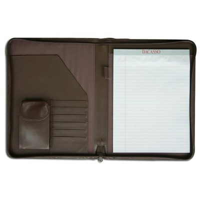 Deluxe Chocolate Brown Letter Size Zip Around Portfolio