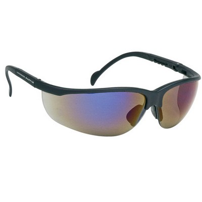 Blue Mirror Wrap-Around Safety Glasses