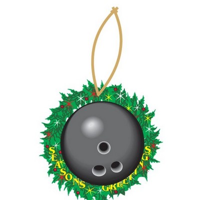 Gray Bowling Ball Promotional Wreath Ornament w/ Black Back (2 Square Inch)