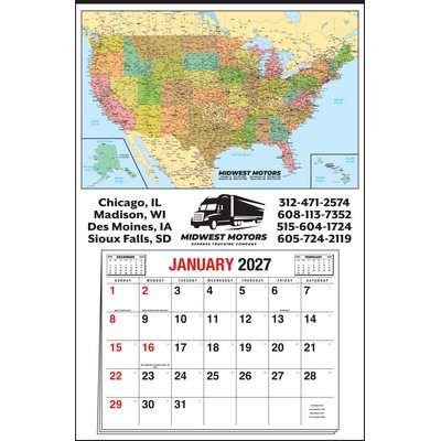 U.S. Map Color-Coded Full Apron Calendar