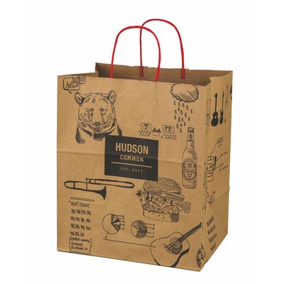Recycled Kraft Paper Shopping Bag (8"x4 3/4"x10 1/4")