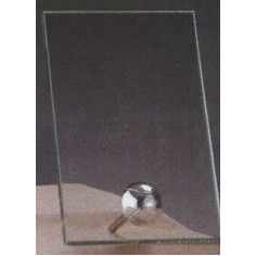 Clear Glass Plaque Award w/Silver Tennis Accent & Silver Plastic Mounts (4"x6.5")
