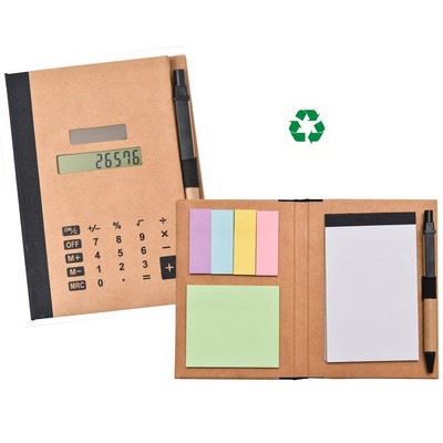 Recycled Solar Calculator w/Pen, Notepad, & Flags