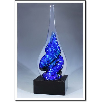Hydro Custom Waterspout Art Glass Sculpture w/ Marble Base (4.5"x11.75")