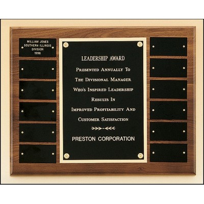 Solid American Walnut Perpetual Plaque w/12 Black Brass Plates