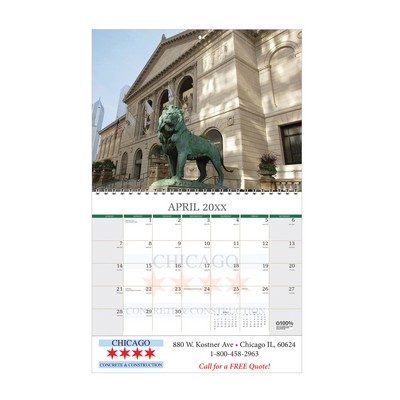 Full-Color Custom Wire Bound Wall Calendar w/Ad Lip