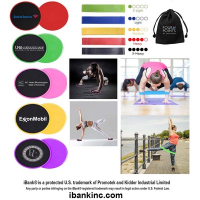 iBank ® Fitness Resistance Bands Set + Exercise Sliders