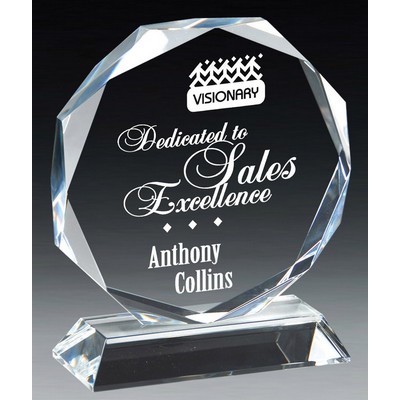Gem Cut Crystal Octagon Award, 8"H