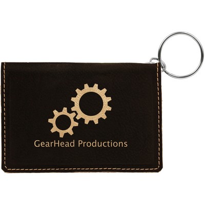Black & Gold Leatherette Keychain ID Holder