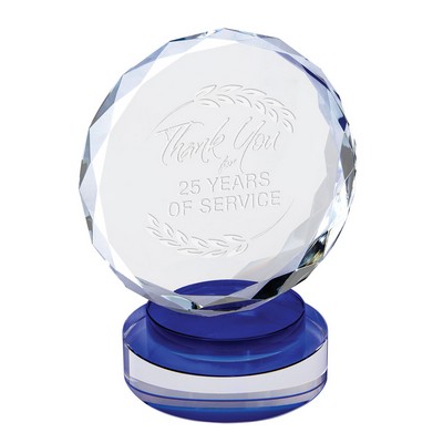 Diamond Cut Crystal Award Blue Accent - Medium