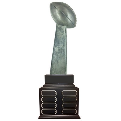 22 ½" Antique Silver Perpetual Fantasy Football Trophy w/16 Name Plates