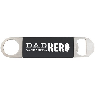 Black/White Bottle Opener with Silicone Grip (1 1/2" x 7")
