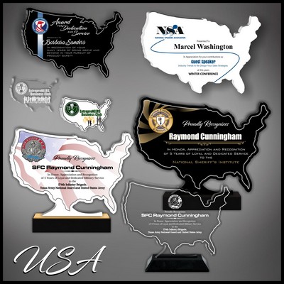 8" USA Shaped Black Budget Acrylic Award