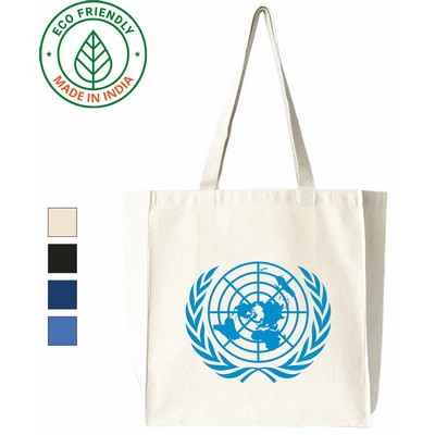 10 oz Canvas Book Tote Bag | Reusable Gusseted Everyday Grocery Natural (14x15x5)