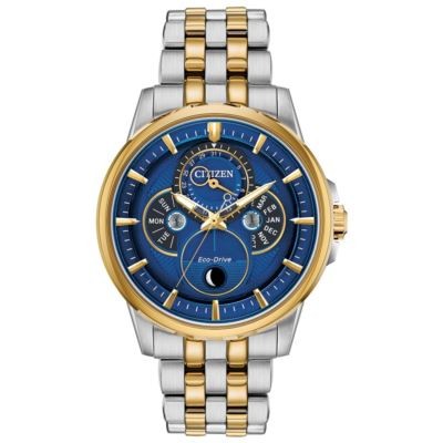 Citizen Men's Calendrier Two-Tone Eco-Drive Watch w/Blue Dial