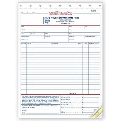 Estimate Forms - Auto Repair (2 Part)