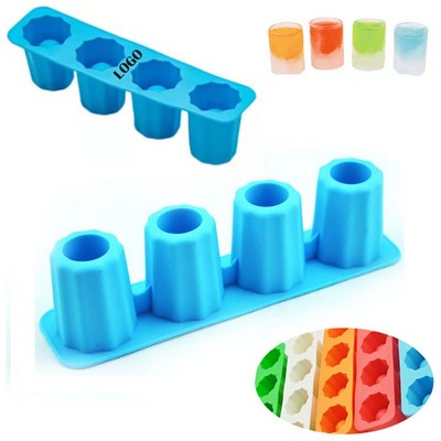 Shot Glass Ice Mold Cool 4 Cups Silicone Tray Great For Summer Party