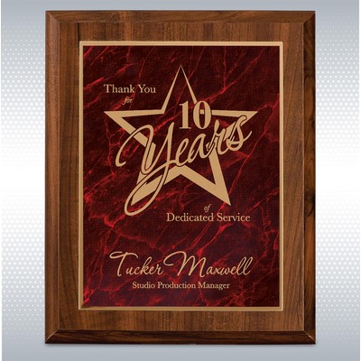 9" x 12" Cherry Finish Plaque with Red Marbleized Plate