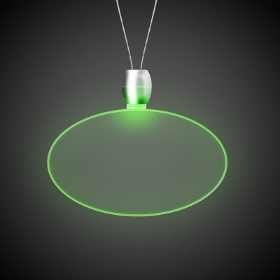 24" Green Oval Light-Up Pendant Necklace(Laser Engraved)