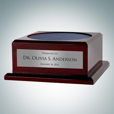 Piano Finish Rosewood Base w/ Personalized Silver Plate (4 1/2" Diameter Top Felt)