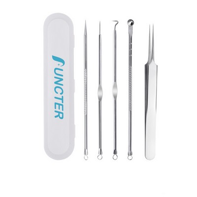 5 Pcs Stainless Steel Acne Extractor Tool Set with Plastic Box