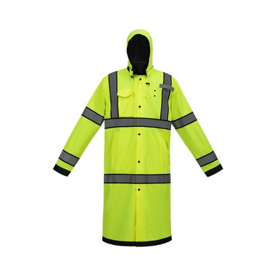 High Visibility Reversible Rain Coat, Class 3, Lime/Black