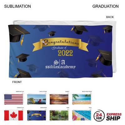 24 Hr Express Ship - Stock Design Sublimated, Absorbent Microfiber Dri-Lite Terry Beach, (30"x60")